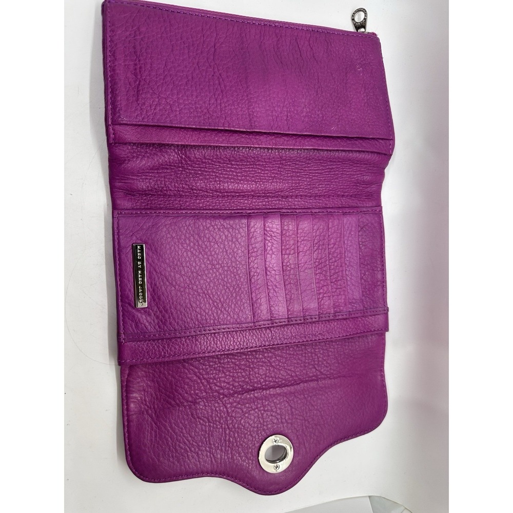 Marc by Marc Jacobs Purple Pebbled Leather Turnlock Flap Continental Wallet - Picture 2 of 9